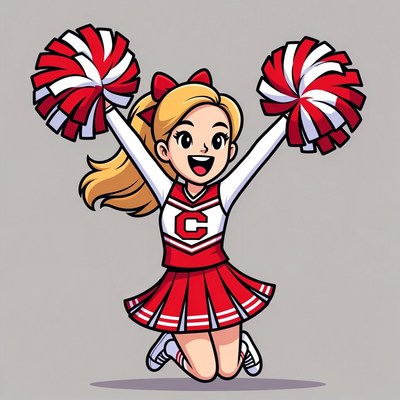 Blonde cheerleader girl with pom poms