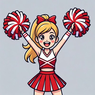 Blonde cheerleader girl with pom poms