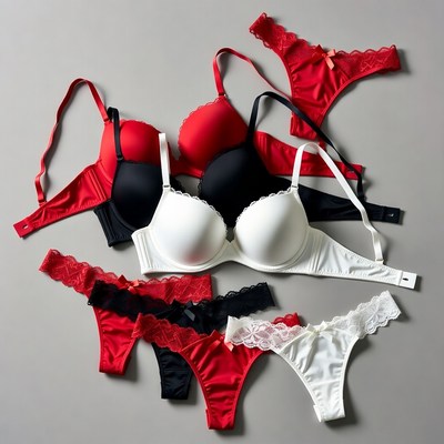 Assorted Black Red White Lingerie Set