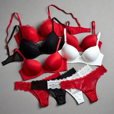 Red Black White Lingerie Set