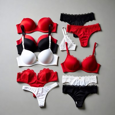 Assortment of Red White Black Lingerie