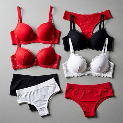 Assortment of Red Black White Lingerie