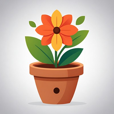 Orange Flower in Terracotta Pot