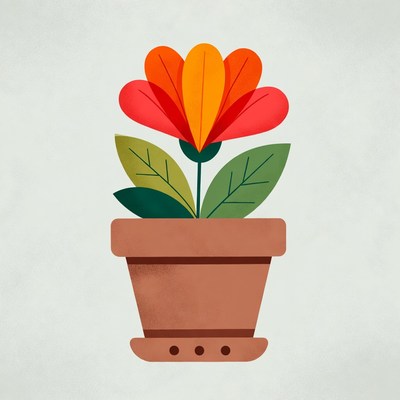 Orange flower in terracotta pot