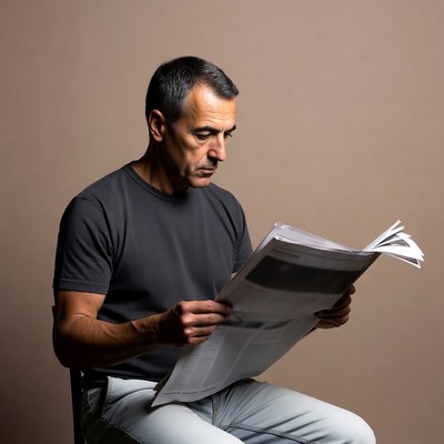 Man reading newspaper