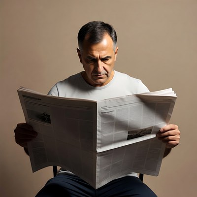 Man reading newspaper