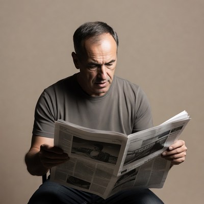 Man reading newspaper