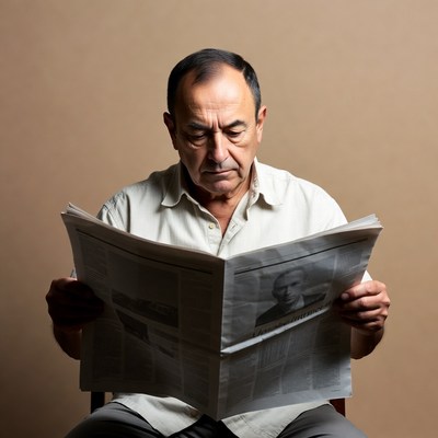 Man reading newspaper