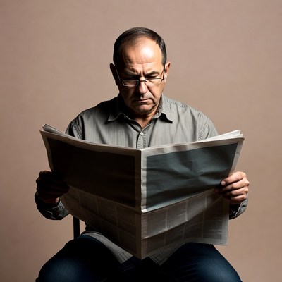 Man reading newspaper