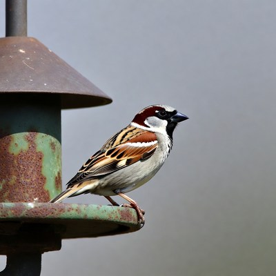 House sparrow on bird feeder