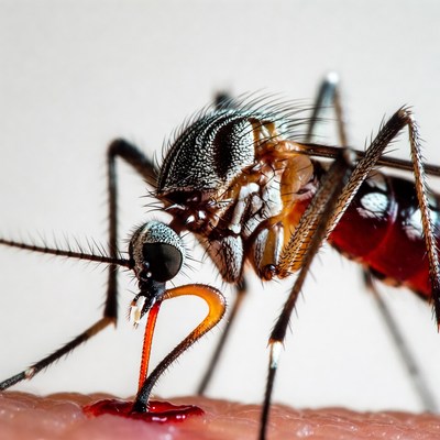 Mosquito sucking blood from skin