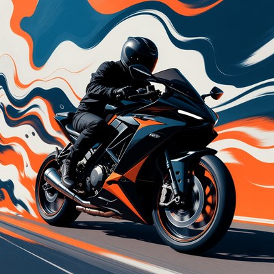 Man riding sport motorcycle