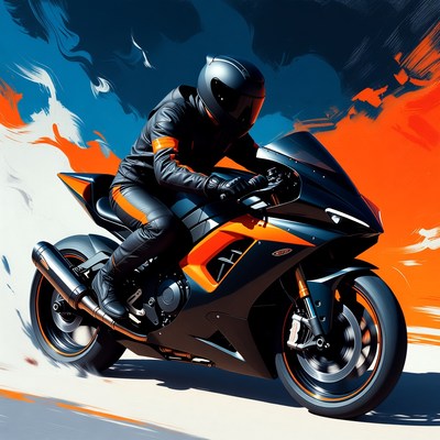 Man riding black sport motorcycle