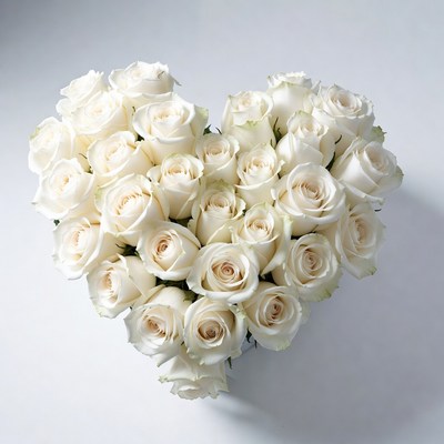 White Roses Heart Shape