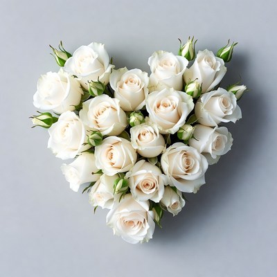 White Roses Heart Shape