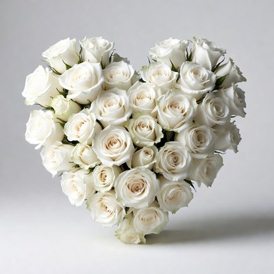 White Roses Heart Bouquet