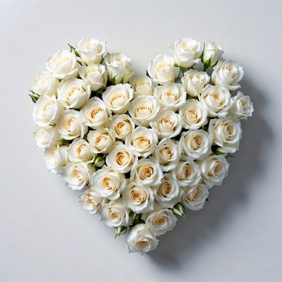 White Roses Heart Shape