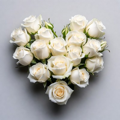 White Roses Heart Shape