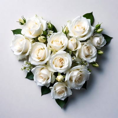 White Roses Heart Shape