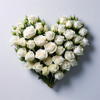 White Roses Heart Shape