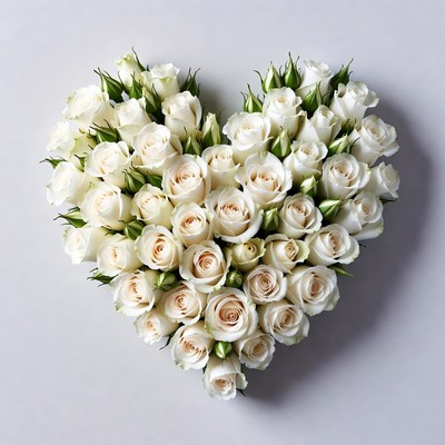 White Roses Heart Shape