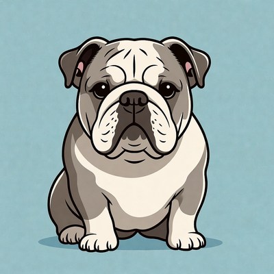 Cute Cartoon Bulldog Illustration