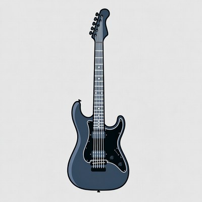 Black Stratocaster Electric Guitar Illustration