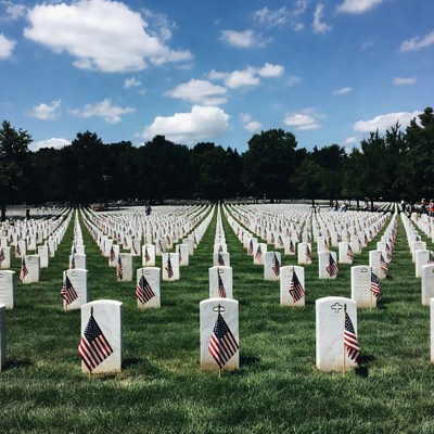 American Flags on Cemetery Graves