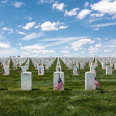 American Flags on Memorial Day Graves