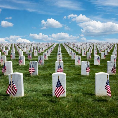 American Flags on Memorial Day Graves