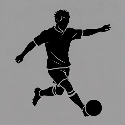 Silhouette man kicking soccer ball