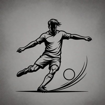 Soccer player kicking ball silhouette