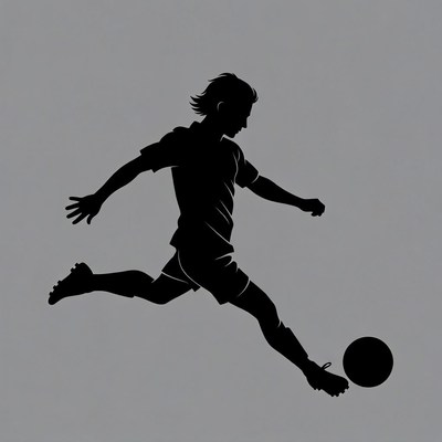 Soccer Player Kicking Ball Silhouette