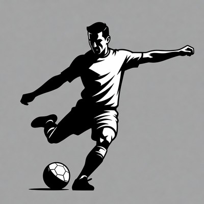 Man kicking soccer ball silhouette
