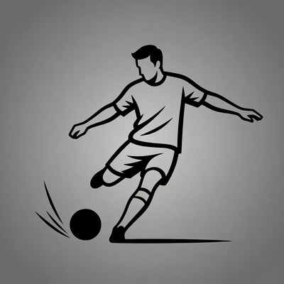 Man kicking soccer ball silhouette