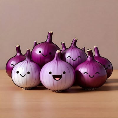 Smiling Purple Onions Illustration