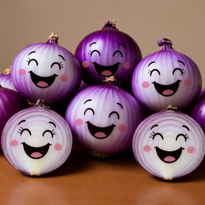 Smiling Purple Onions Illustration