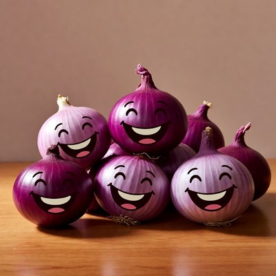 Smiling Purple Onions Stack