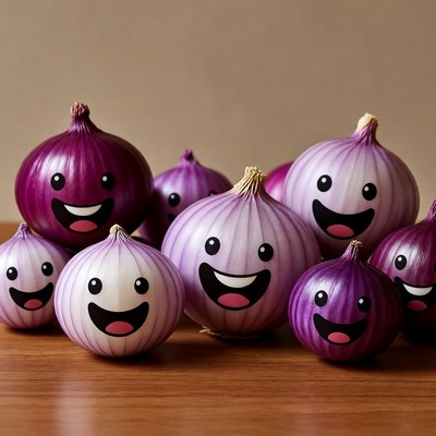 Smiling Cartoon Purple Onions