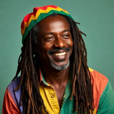 Rastafarian man with dreadlocks smiling