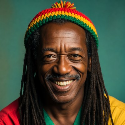 Smiling Black man in Rastafarian hat