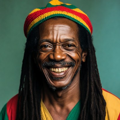 Rasta man smiling with dreadlocks