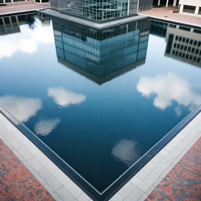 Glass Building Reflected in Pool