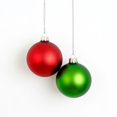 Red and Green Christmas Ornaments Hanging