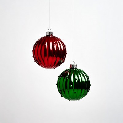 Red and Green Hanging Christmas Ornaments