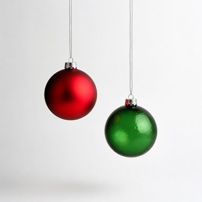 Red and Green Christmas Ornaments Hanging