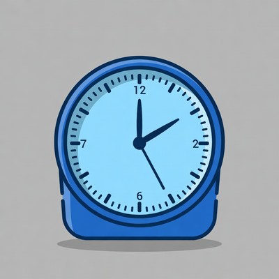 Blue Clock Showing 12:00