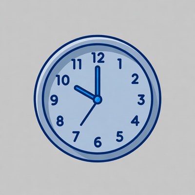 Blue Clock Showing 3:00