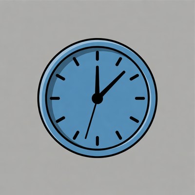 Blue Clock on Gray Background