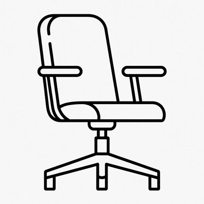 Black line office chair illustration